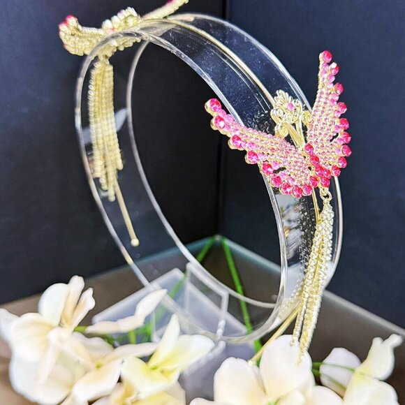 Angel Wings Headband, Hair Accessories for Girls, Goddess Headdress, Pink Crown - Picture 4 of 8